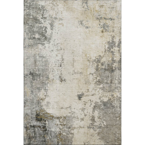 8' X 10' Pewter And Ivory Abstract Washable Area Rug With UV Protection