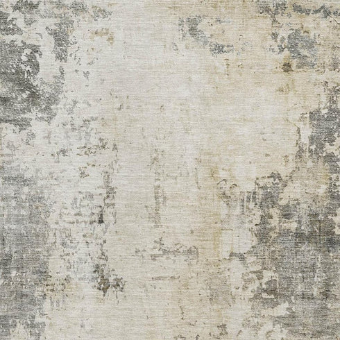 8' X 10' Pewter And Ivory Abstract Washable Area Rug With UV Protection