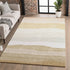 8' X 10' Wheat And Ivory Striped Washable Area Rug With UV Protection