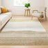 8' X 10' Wheat And Ivory Striped Washable Area Rug With UV Protection