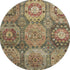 8' Sage And Copper Medallion Washable Round Rug With UV Protection