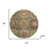 8' Sage And Copper Medallion Washable Round Rug With UV Protection