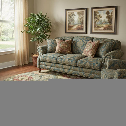 8' Sage And Copper Medallion Washable Round Rug With UV Protection