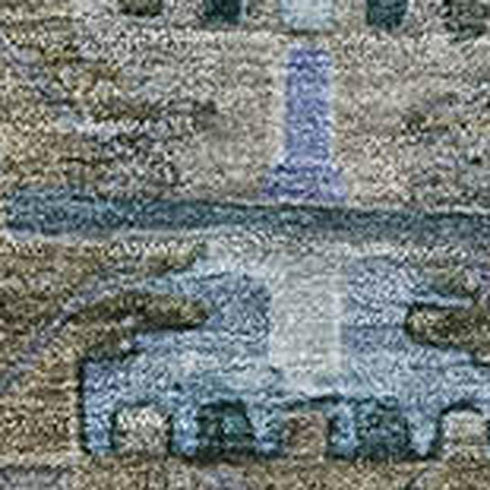 5' X 8' Brown And Blue Medallion Washable Area Rug With UV Protection