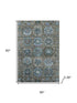5' X 8' Brown And Blue Medallion Washable Area Rug With UV Protection