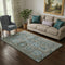 5' X 8' Brown And Blue Medallion Washable Area Rug With UV Protection