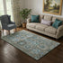 5' X 8' Brown And Blue Medallion Washable Area Rug With UV Protection