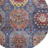 8' Denim Blue And Merlot Medallion Washable Round Rug With UV Protection