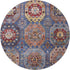 8' Denim Blue And Merlot Medallion Washable Round Rug With UV Protection