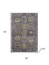 5' X 8' Eggplant And Green Medallion Washable Area Rug With UV Protection
