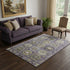 5' X 8' Eggplant And Green Medallion Washable Area Rug With UV Protection