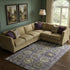 8' X 10' Eggplant And Green Medallion Washable Area Rug With UV Protection