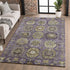 9' X 12' Eggplant And Green Medallion Washable Area Rug With UV Protection
