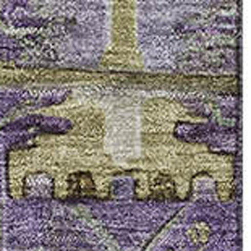 9' X 12' Eggplant And Green Medallion Washable Area Rug With UV Protection