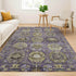 9' X 12' Eggplant And Green Medallion Washable Area Rug With UV Protection