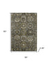 5' X 8' Coffee And Charcoal Medallion Washable Area Rug With UV Protection