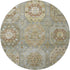 8' Sage And Beige Medallion Washable Round Rug With UV Protection