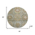 8' Sage And Beige Medallion Washable Round Rug With UV Protection