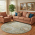 8' Sage And Beige Medallion Washable Round Rug With UV Protection