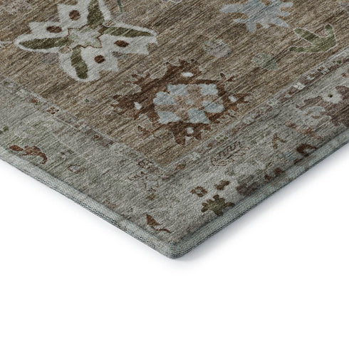 8' X 10' Brown And Gray Oriental Washable Area Rug With UV Protection