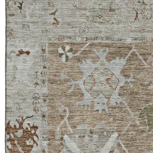 8' X 10' Brown And Gray Oriental Washable Area Rug With UV Protection