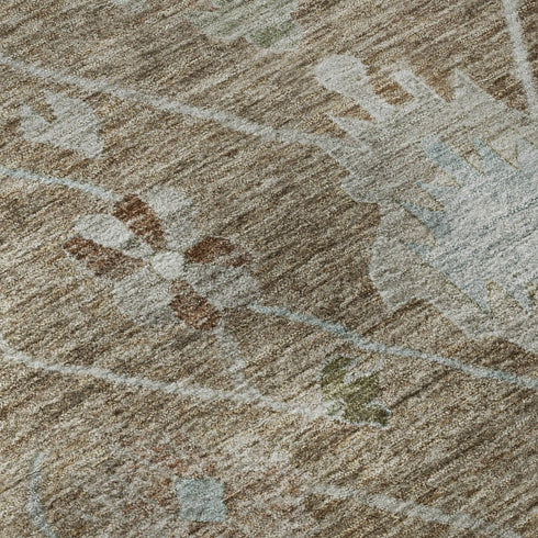 8' X 10' Brown And Gray Oriental Washable Area Rug With UV Protection