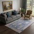 5' X 8' Blue And Purple Oriental Washable Area Rug With UV Protection