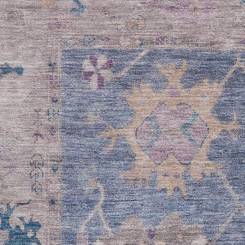 8' X 10' Blue And Purple Oriental Washable Area Rug With UV Protection
