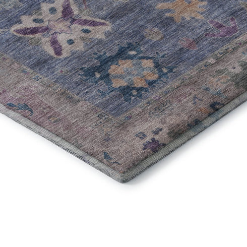 8' X 10' Blue And Purple Oriental Washable Area Rug With UV Protection
