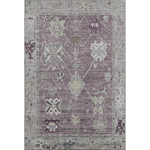 5' X 8' Merlot And Gray Oriental Washable Area Rug With UV Protection