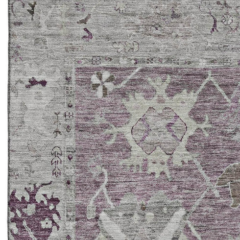 5' X 8' Merlot And Gray Oriental Washable Area Rug With UV Protection