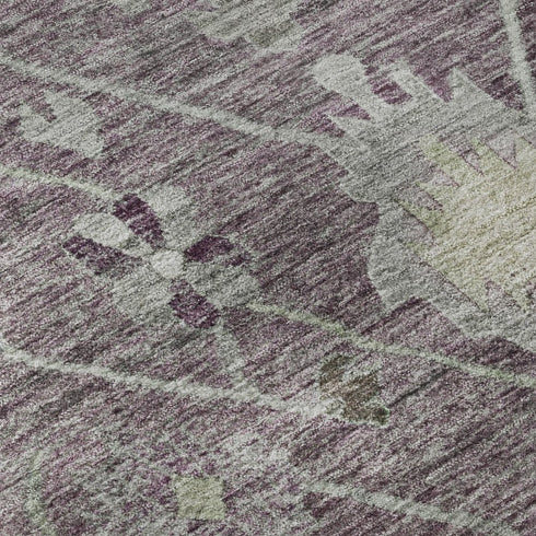 5' X 8' Merlot And Gray Oriental Washable Area Rug With UV Protection