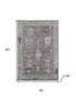 5' X 8' Merlot And Gray Oriental Washable Area Rug With UV Protection