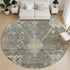 8' Pewter And Gray Oriental Washable Round Rug With UV Protection