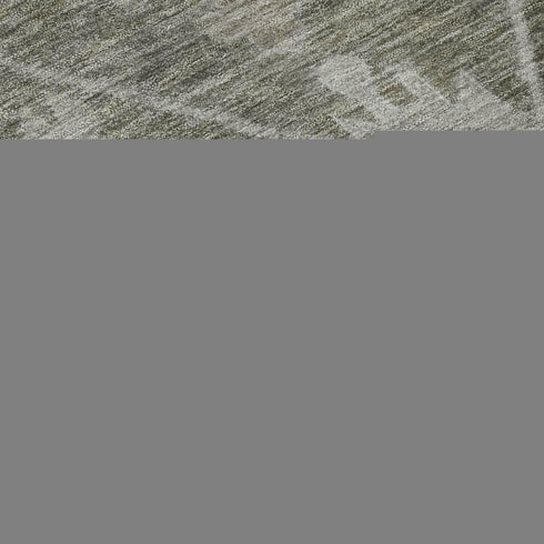 8' Pewter And Gray Oriental Washable Round Rug With UV Protection