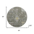 8' Pewter And Gray Oriental Washable Round Rug With UV Protection