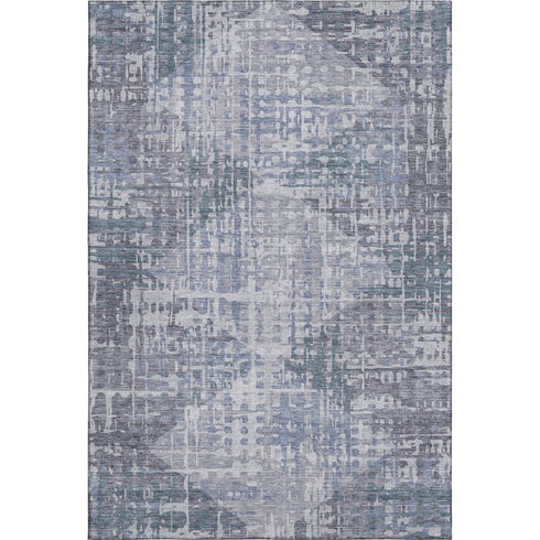 5' X 8' Blue And Purple Geometric Washable Area Rug With UV Protection