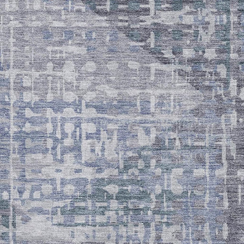 5' X 8' Blue And Purple Geometric Washable Area Rug With UV Protection