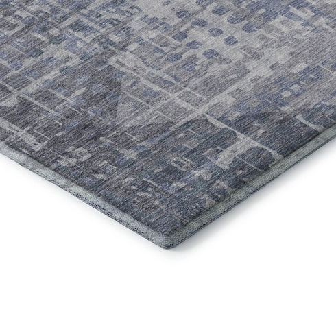 5' X 8' Blue And Purple Geometric Washable Area Rug With UV Protection