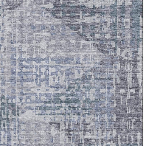 8' X 10' Blue And Purple Geometric Washable Area Rug With UV Protection