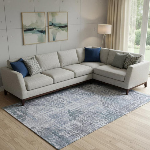 8' X 10' Blue And Purple Geometric Washable Area Rug With UV Protection
