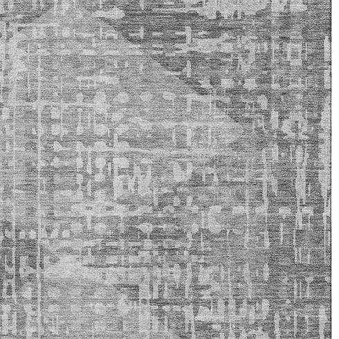 5' X 8' Gray And Silver Geometric Washable Area Rug With UV Protection
