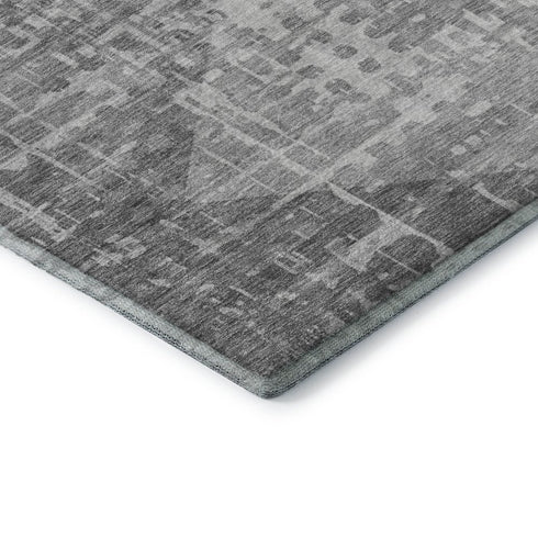 8' X 10' Gray And Silver Geometric Washable Area Rug With UV Protection