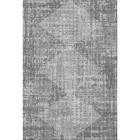 8' X 10' Gray And Silver Geometric Washable Area Rug With UV Protection