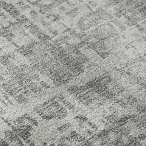 8' X 10' Gray And Silver Geometric Washable Area Rug With UV Protection