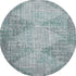 8' Teal And Gray Geometric Washable Round Rug With UV Protection