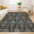 9' X 12' Coffee And Gray Striped Washable Area Rug With UV Protection