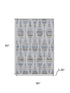 5' X 8' Light Taupe And Blue Striped Washable Area Rug With UV Protection