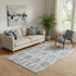 5' X 8' Light Taupe And Blue Striped Washable Area Rug With UV Protection