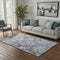 5' X 8' Blue And Silver Floral Washable Area Rug With UV Protection